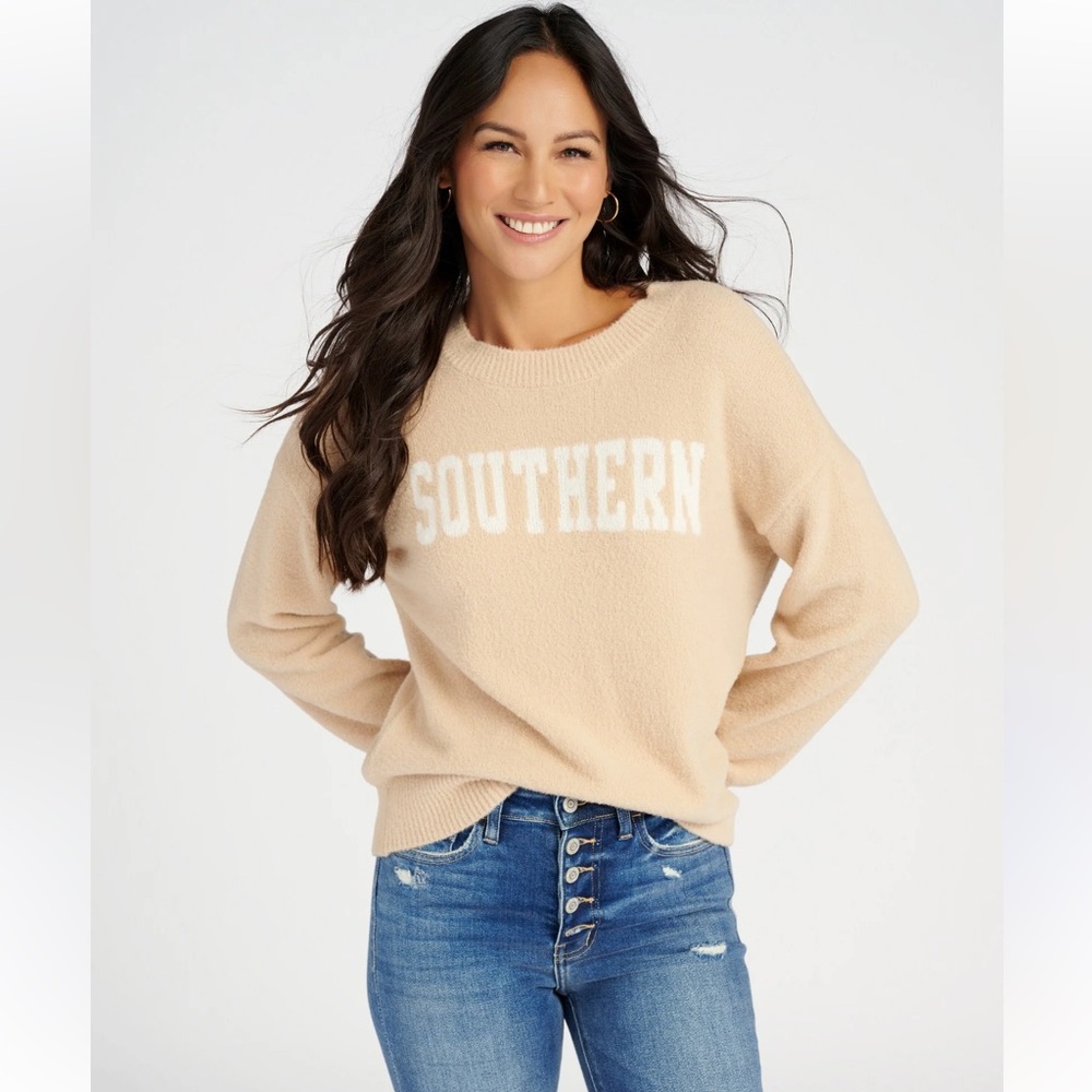 NWT Thread & Supply Southern Ultra Soft Plush Knit Sweater in Beige Size S
